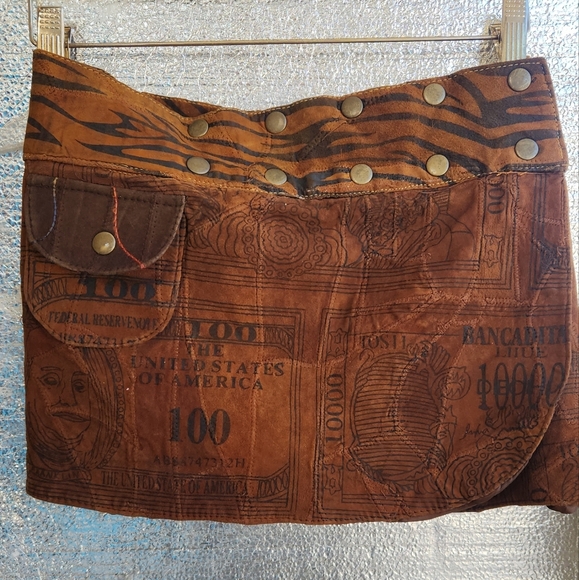 The Earth Dance Snap Leather Wrap Mini Skirt - Picture 2 of 7